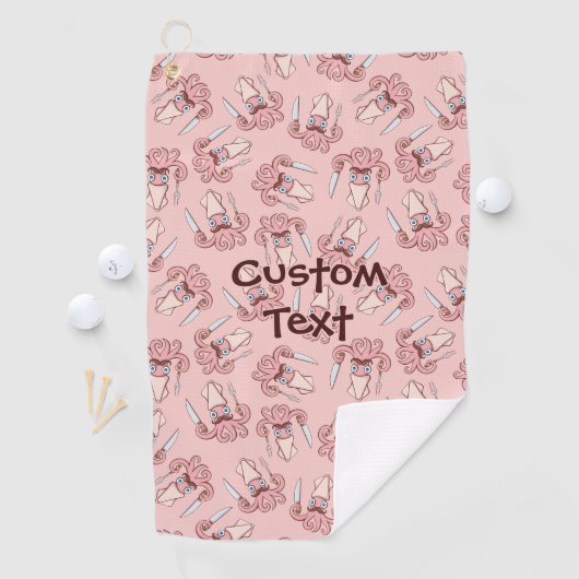 Squid Chef Cartoon Pattern Golfhanddoek (Insitu)