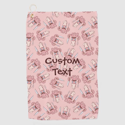 Squid Chef Cartoon Pattern Golfhanddoek (Voorkant)