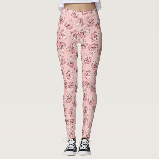Squid Chef Cartoon Pattern Leggings (Voorkant)