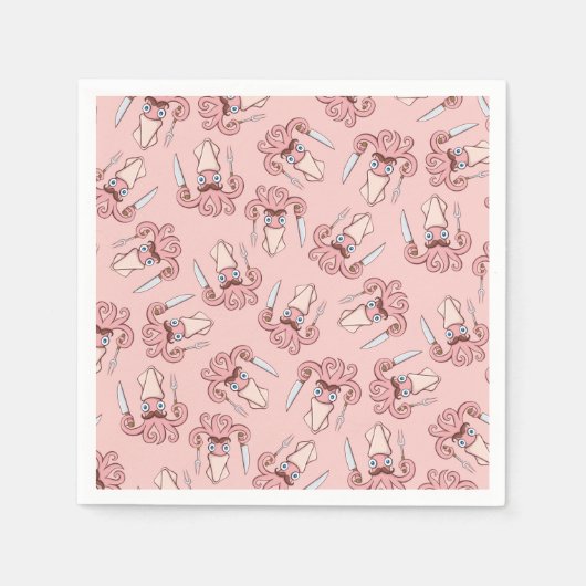 Squid Chef Cartoon Pattern Servet (Voorkant)
