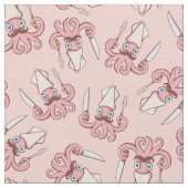 Squid Chef Cartoon Pattern Stof (Close Up)