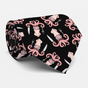 Squid Chef Cartoon Pattern Stropdas