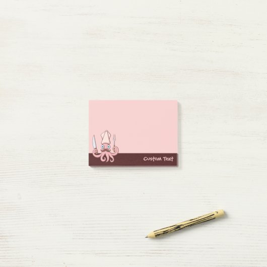 Squid Chef Cartoon Post-it® Notes (Op bureau)