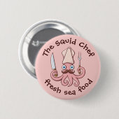 Squid Chef Cartoon Ronde Button 5,7 Cm (Voorkant /achterkant)
