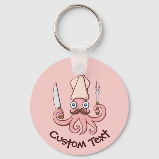 Squid Chef Cartoon Sleutelhanger (Voorkant)