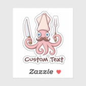 Squid Chef Cartoon Sticker (Vel)