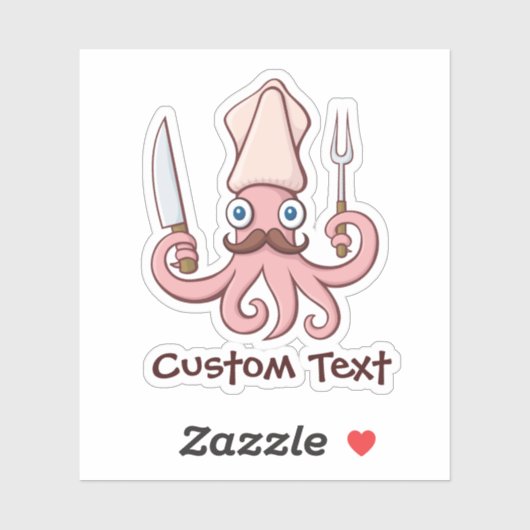 Squid Chef Cartoon Sticker (Vel)
