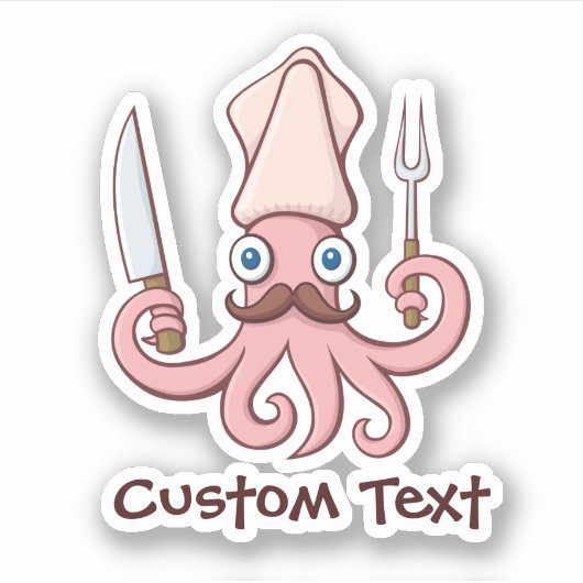 Squid Chef Cartoon Sticker (Voorkant)
