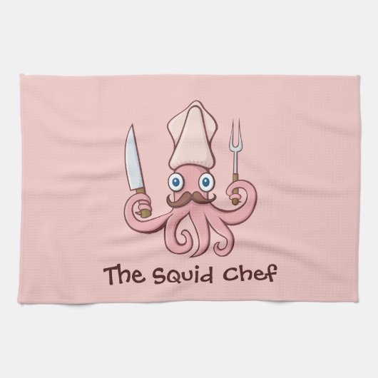 Squid Chef Cartoon Theedoek (Horizontaal)