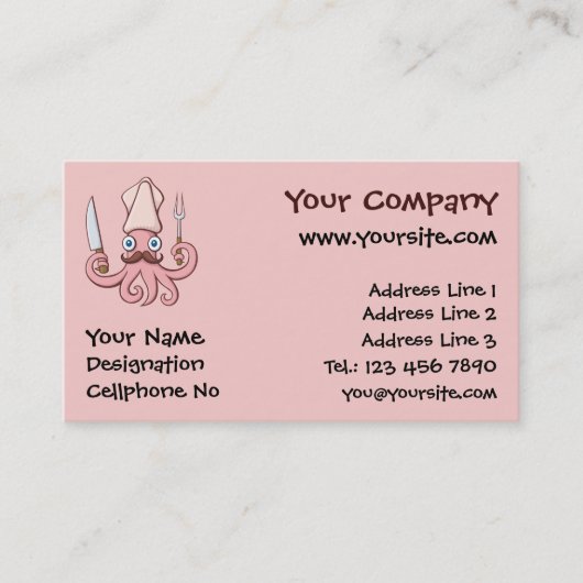Squid Chef Cartoon Visitekaartje (Voorkant)