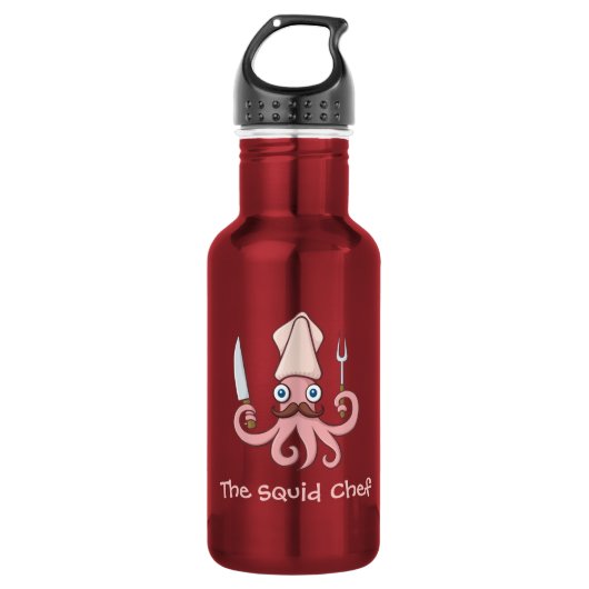 Squid Chef Cartoon Waterfles (Voorkant)