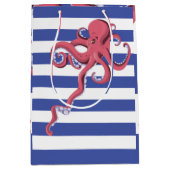 Squid diving underwater met strepen. medium cadeauzakje (Voorkant)
