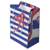 Squid diving underwater met strepen. medium cadeauzakje (Achterkant Gekanteld)