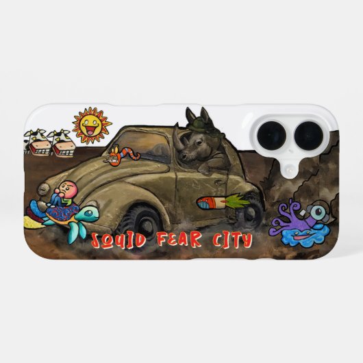 Squid Fear City RHINO EDITION  iPhone 16 Hoesje (Achterkant horizontaal)