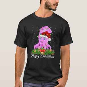 Squid Fish Lover Matte Santa Hat Squid Christma T-shirt