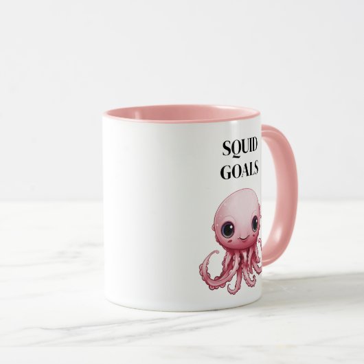 Squid Goals Blush Roze Schattige Mok (Voorkant rechts)