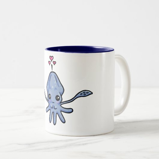 Squid Love (in een mok) Tweekleurige Koffiemok (Voorkant rechts)
