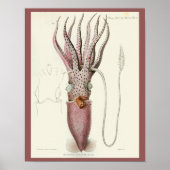 Squid Paars Cephalopod Zee Created Art Print (Voorkant)