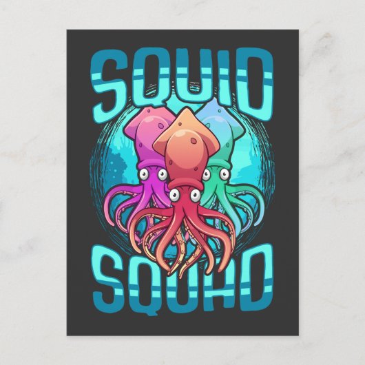 Squid Squad Zee Animal Ocean Lover Octopus Friends Briefkaart (Voorkant)