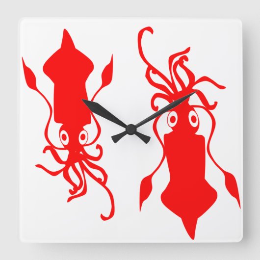 Squid Vierkante Klok (Voorkant)