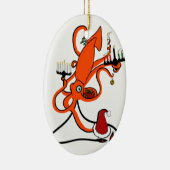 Squid Winter Holiday Keramisch Ornament (Rechts)