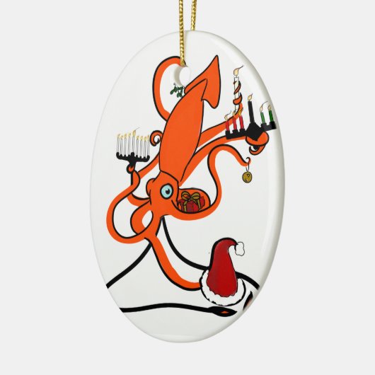 Squid Winter Holiday Keramisch Ornament (Links)