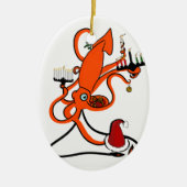 Squid Winter Holiday Keramisch Ornament (Voorkant)