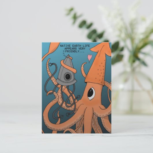 Squid X Alien Robot Briefkaart (Staand voorkant)