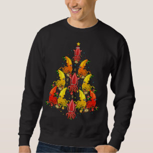 Squid Xmas Boom Gift Santa Hoed Squid Kerstmis Trui