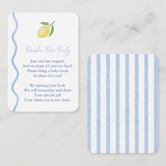 Squiggle Border Lemon Boeken voor Baby Boy Shower Informatiekaartje (Voorkant / Achterkant)