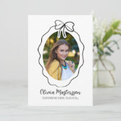 Squiggle Bow Foto Open Huis Afstudeerfeest Kaart (Staand voorkant)