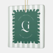Squiggle Frame & Stripes Monogram Christmas Photo Keramisch Ornament (Links)