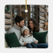 Squiggle Frame & Stripes Monogram Christmas Photo Keramisch Ornament (Achterkant)