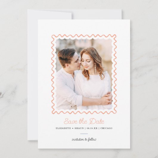 Squiggle Lijst Foto Sla de datum Kaart (Voorkant)