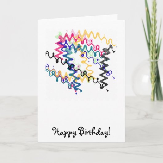 Squiggle Zigzags Happy Birthday Kaart (Voorkant)