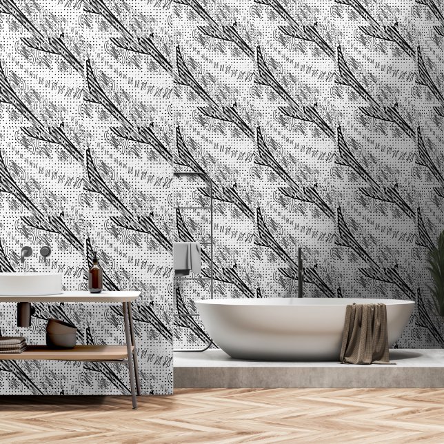 Squiggles diagonaal behang (Badkamer)