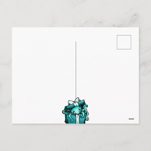 Squiggles: Gelukkige Octopus Hannukah Feestdagenkaart (Achterkant)