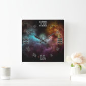 Squiggley Nebula Star Dust Cloud CRQENH Vierkante Klok (Huis)