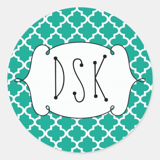 Squiggly fun blauwgroen eenvoudige Marokkaanse teg Ronde Sticker (Voorkant)