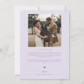 Squiggly Hand getrokken lijn Paarse bruiloft foto Bedankkaart (Achterkant)