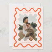 Squiggly Hand getrokken lijn Sinaasappel bruiloft  Bedankkaart (Voorkant)