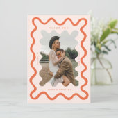 Squiggly Hand getrokken lijn Sinaasappel bruiloft  Bedankkaart (Staand voorkant)