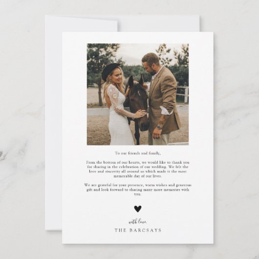 Squiggly Hand getrokken lijn witte bruiloft foto Bedankkaart (Achterkant)