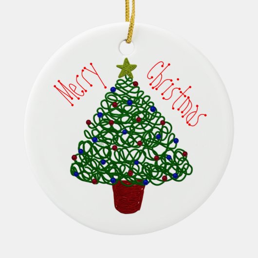 Squiggly kerstboomversiering keramisch ornament (Voorkant)