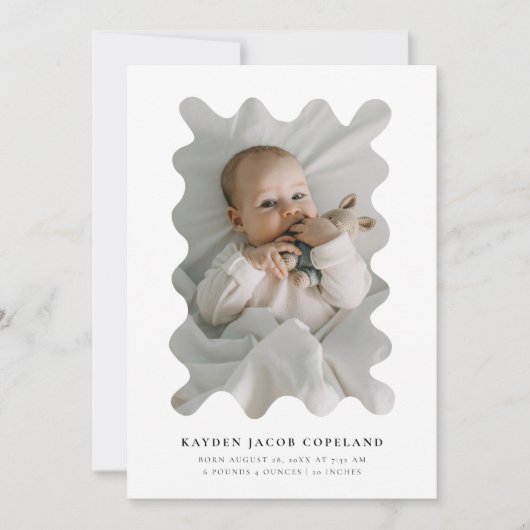 Squiggly Lijst Geboorteaankondiging Foto Aankondiging (Voorkant)