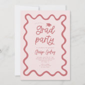 Squiggly Line Blush Pink Graduation Party Kaart (Voorkant)