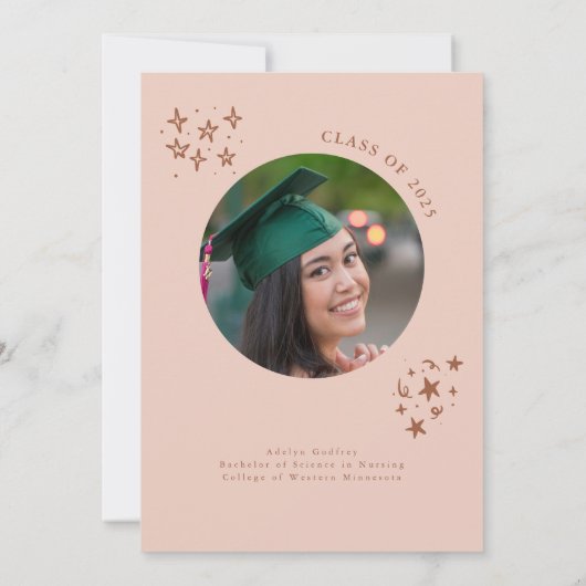 Squiggly Line Terracotta Graduation Party Kaart (Achterkant)