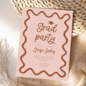 Squiggly Line Terracotta Graduation Party Kaart
