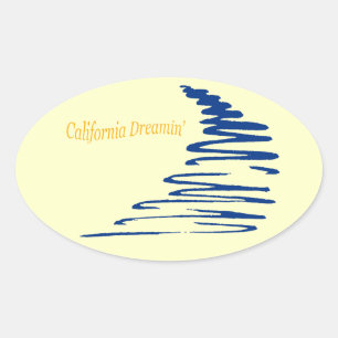 Squiggly Lines_California Dreamweaver'_Aqua Ovale Sticker