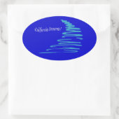 Squiggly Lines_California Dreamweaver'_Aqua Ovale Sticker (Tas)